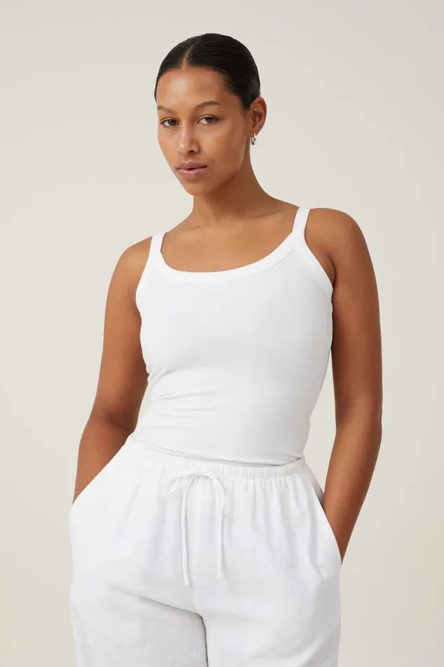 Women Tops Cotton On The One Basic Scoop Neck Cami Vintage White