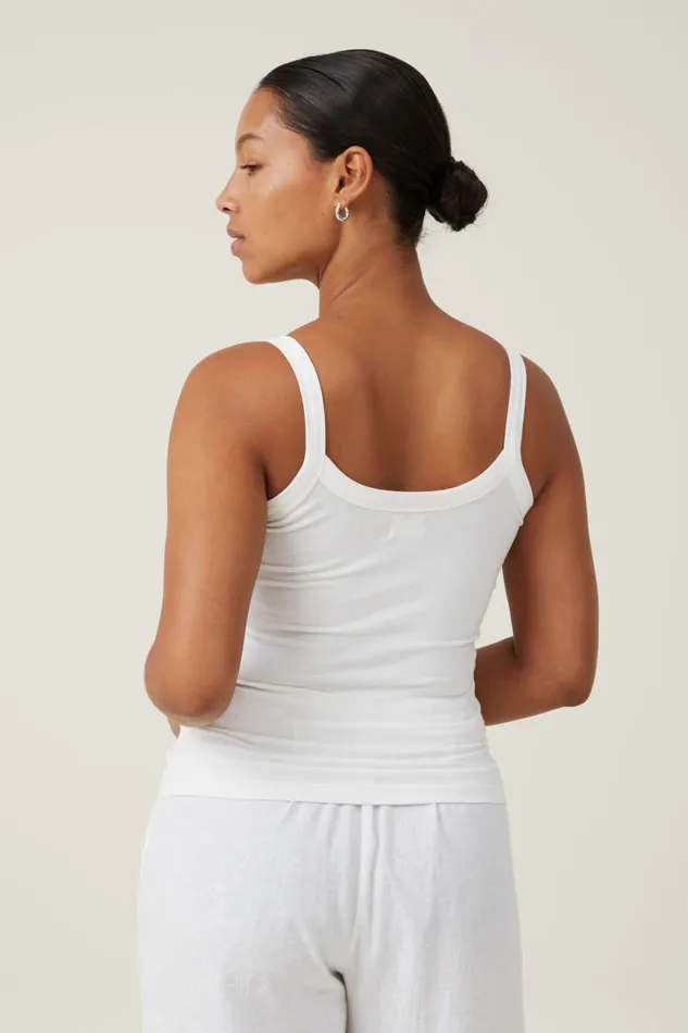 Women Tops Cotton On The One Basic Scoop Neck Cami Vintage White