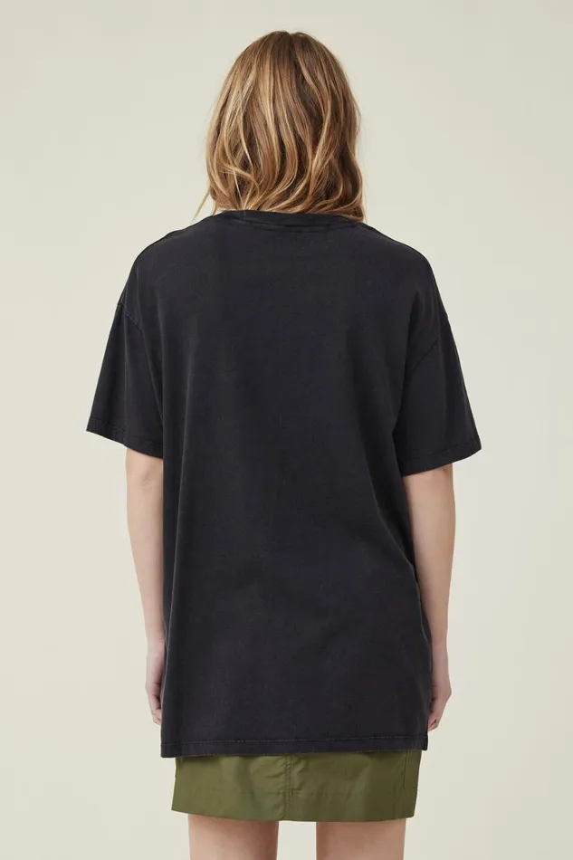 Women Tops Cotton On The Oversized Nirvana Tee Lcn Mt Nirvana Face Logo Washed Black
