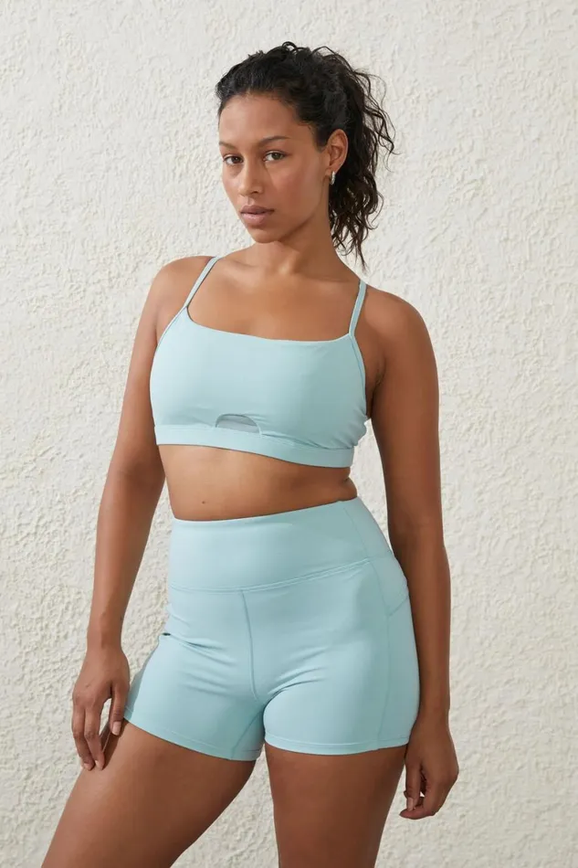 Women Tops Cotton On Ultra Luxe Mesh Strappy Crop Sea Glass