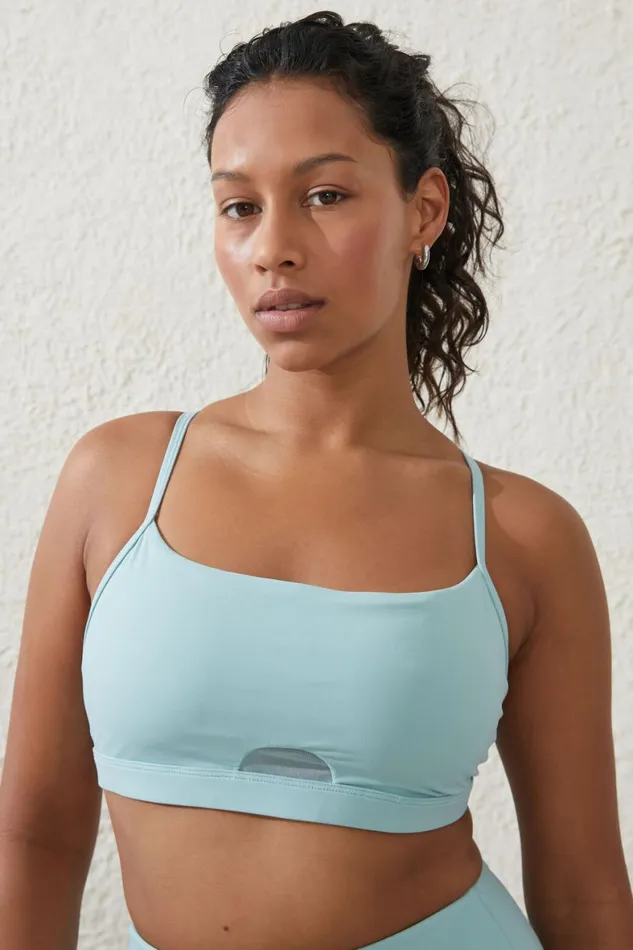 Women Tops Cotton On Ultra Luxe Mesh Strappy Crop Sea Glass
