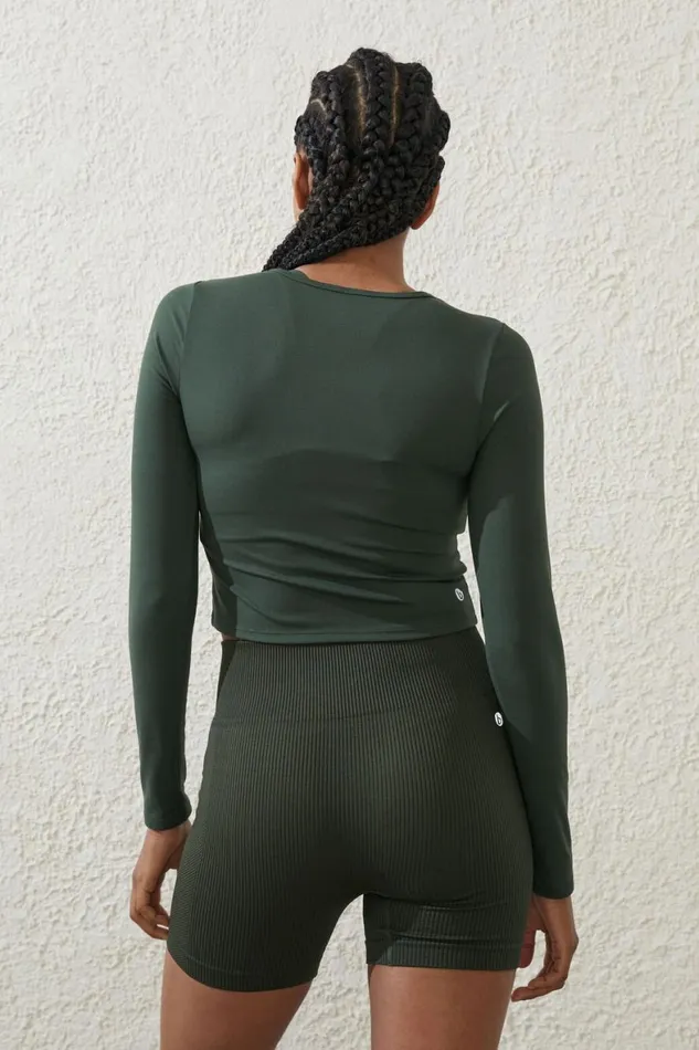 Women Tops Cotton On Ultra Soft Fitted Long Sleeve Top Forest Green