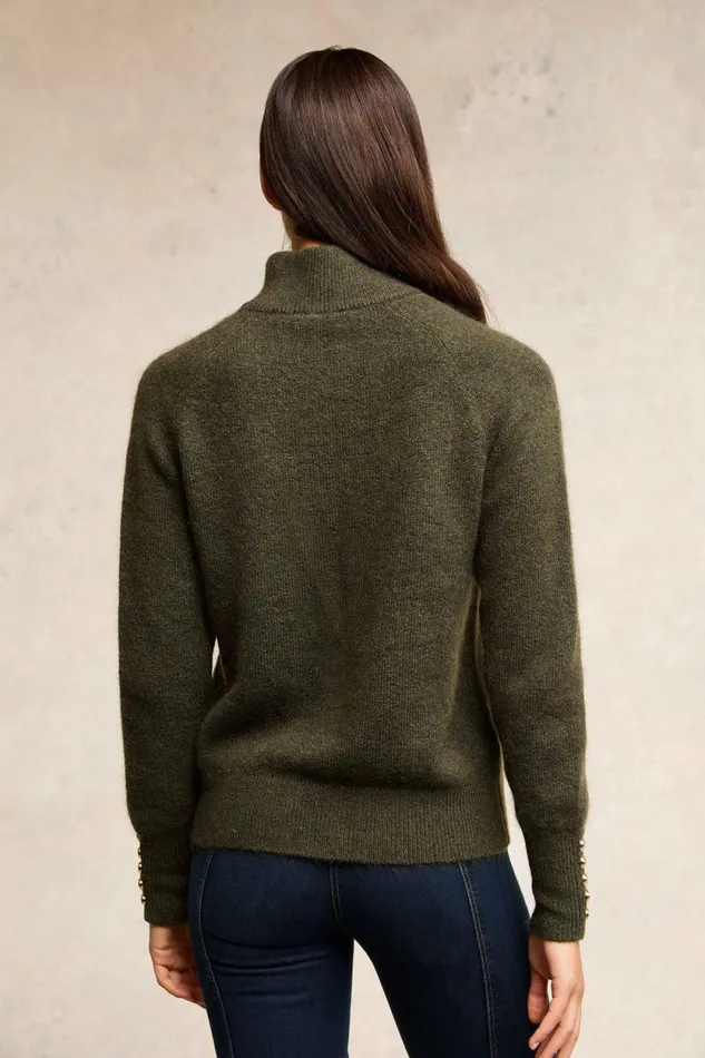 Women Tori Quarter Zip Knit Forest Green Holland Cooper Knitwear