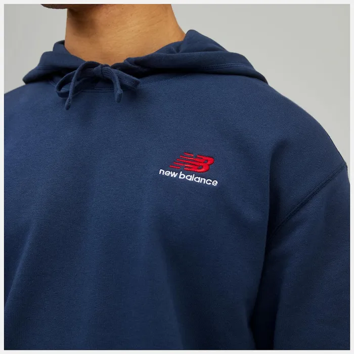 Women Unissentials French Terry Hoodie Natural Indigo New Balance Hoodies and Sweatshirts