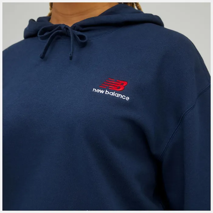 Women Unissentials French Terry Hoodie Natural Indigo New Balance Hoodies and Sweatshirts