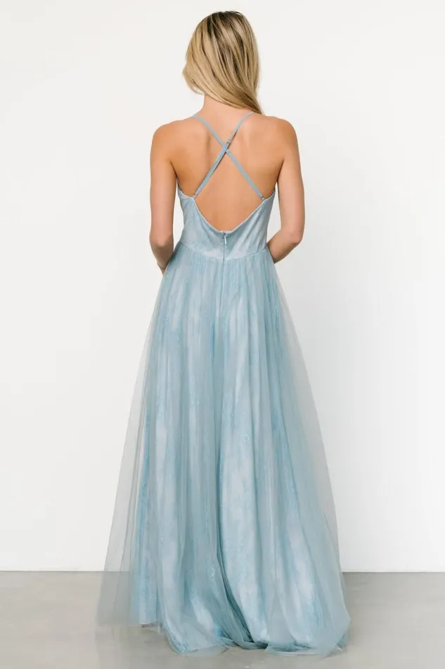 Women Vasia Lace Tulle Maxi Dress Soft Blue Baltic Born Tulle Styles