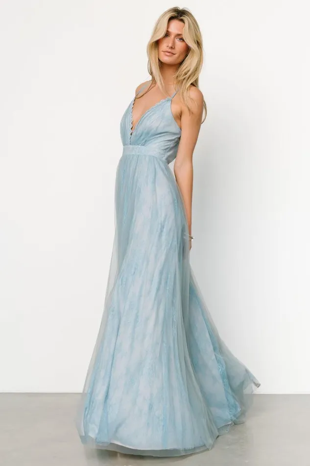 Women Vasia Lace Tulle Maxi Dress Soft Blue Baltic Born Tulle Styles