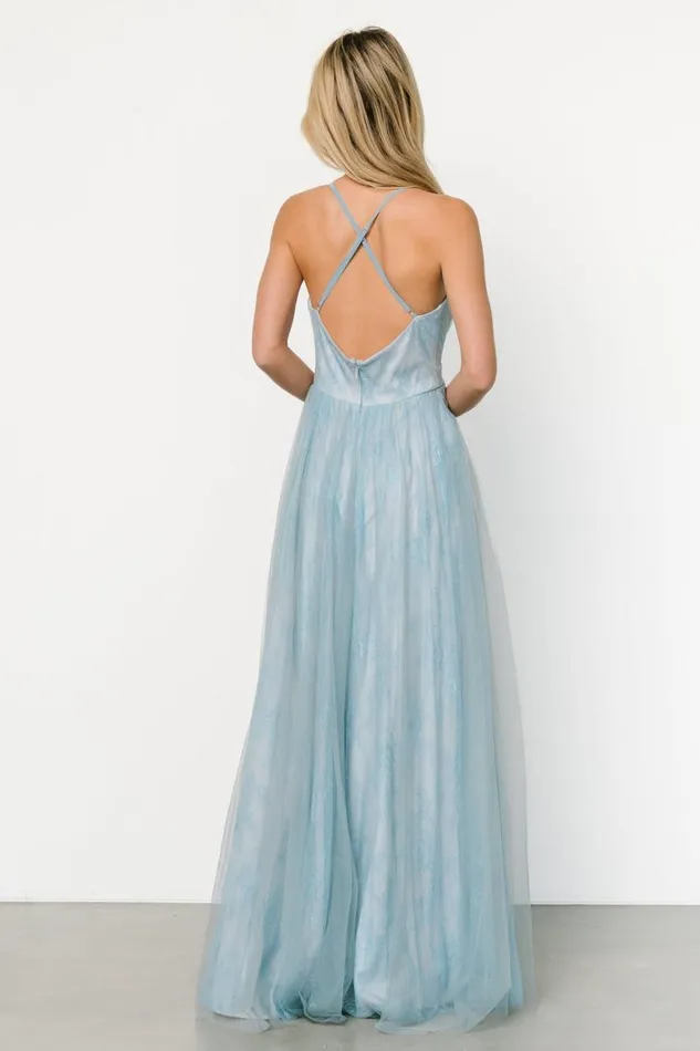 Women Vasia Lace Tulle Maxi Dress Soft Blue Baltic Born Tulle Styles