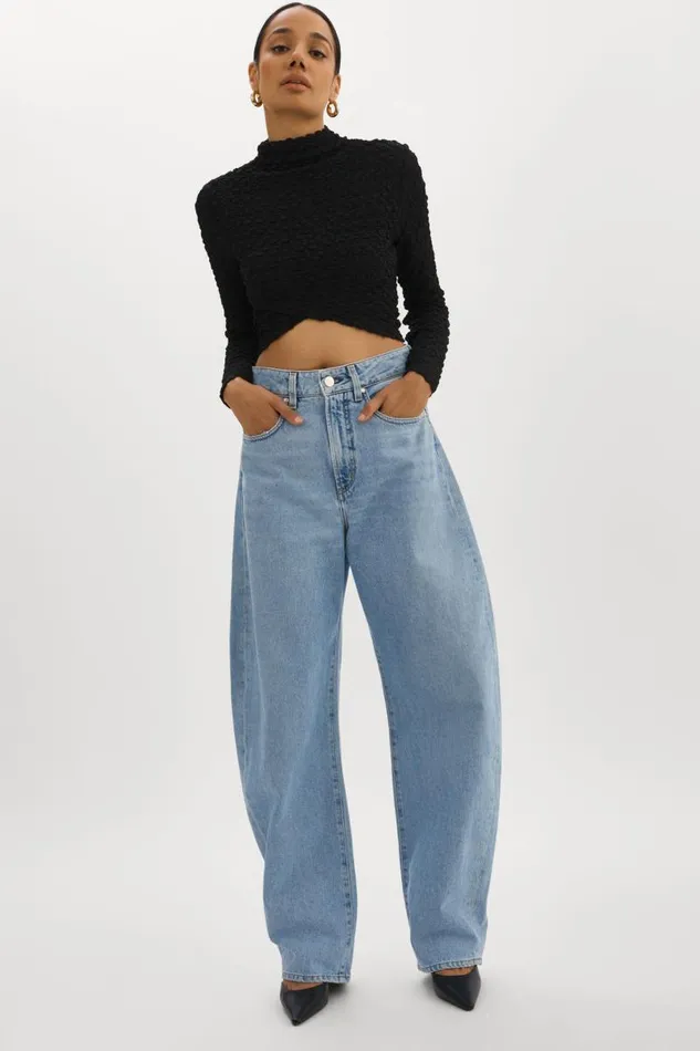 Women VELMA Crossover Long Sleeve Top Black LAMARQUE Tops