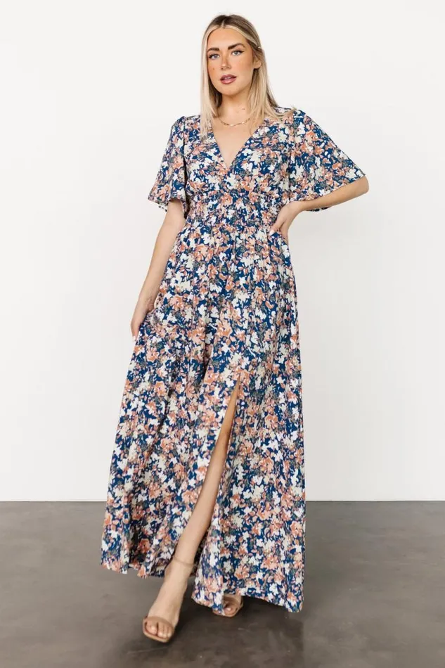 Women Verona Smocked Maxi Dress Blue Floral Baltic Born The Guest Edit Women Verona Smocked Maxi Dress Blue Floral Baltic Born The Guest Edit