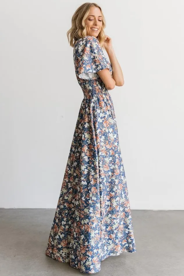 Women Verona Smocked Maxi Dress Blue Floral Baltic Born The Guest Edit Women Verona Smocked Maxi Dress Blue Floral Baltic Born The Guest Edit