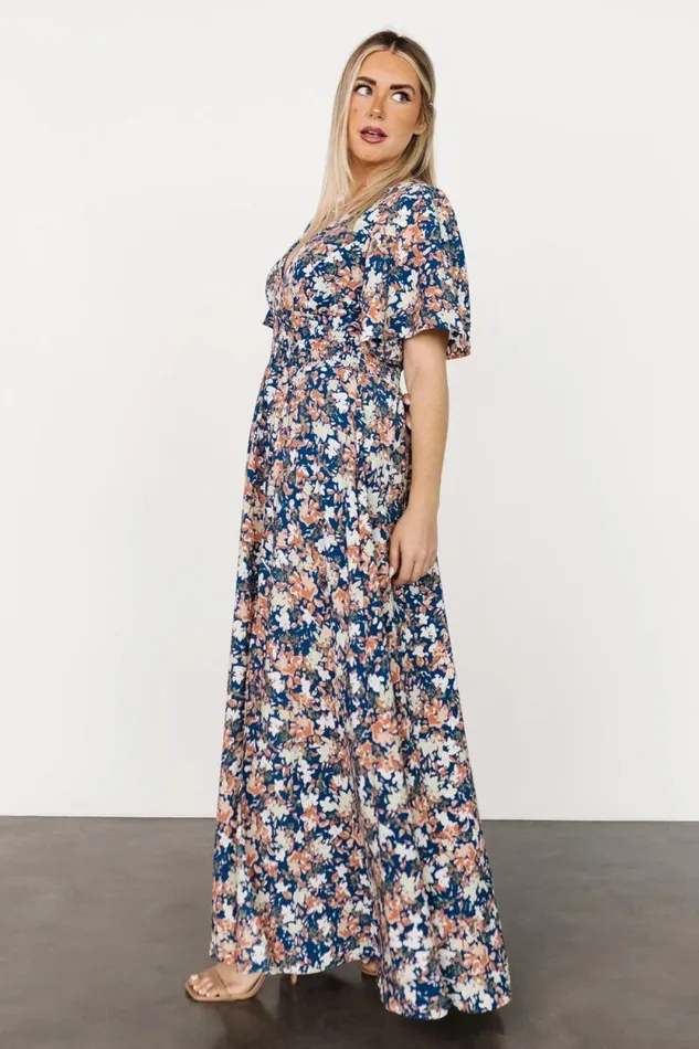 Women Verona Smocked Maxi Dress Blue Floral Baltic Born The Guest Edit Women Verona Smocked Maxi Dress Blue Floral Baltic Born The Guest Edit