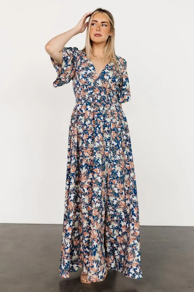 Women Verona Smocked Maxi Dress Blue Floral Baltic Born The Guest Edit Women Verona Smocked Maxi Dress Blue Floral Baltic Born The Guest Edit
