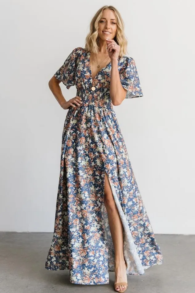 Women Verona Smocked Maxi Dress Blue Floral Baltic Born The Guest Edit Women Verona Smocked Maxi Dress Blue Floral Baltic Born The Guest Edit