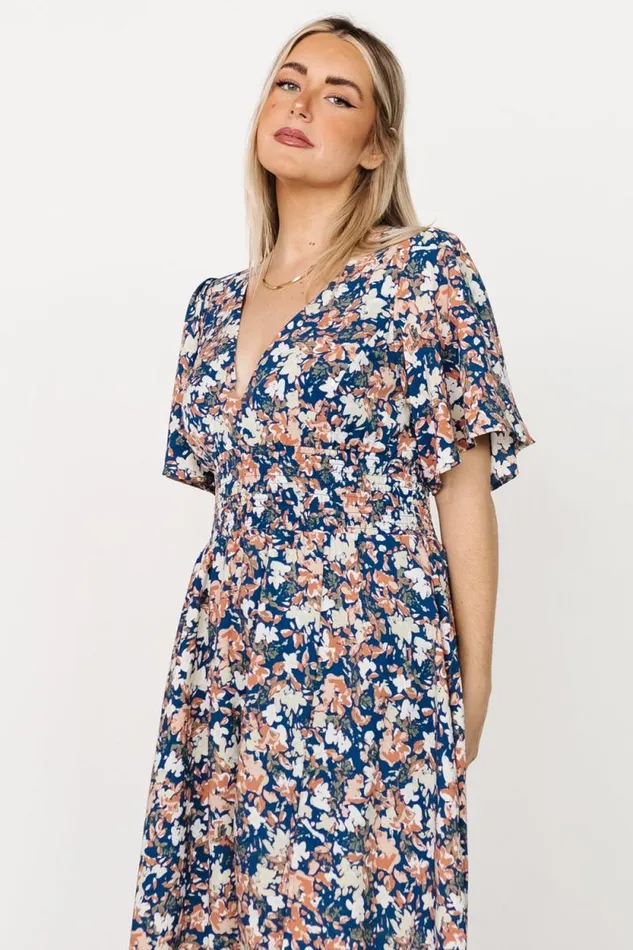 Women Verona Smocked Maxi Dress Blue Floral Baltic Born The Guest Edit Women Verona Smocked Maxi Dress Blue Floral Baltic Born The Guest Edit
