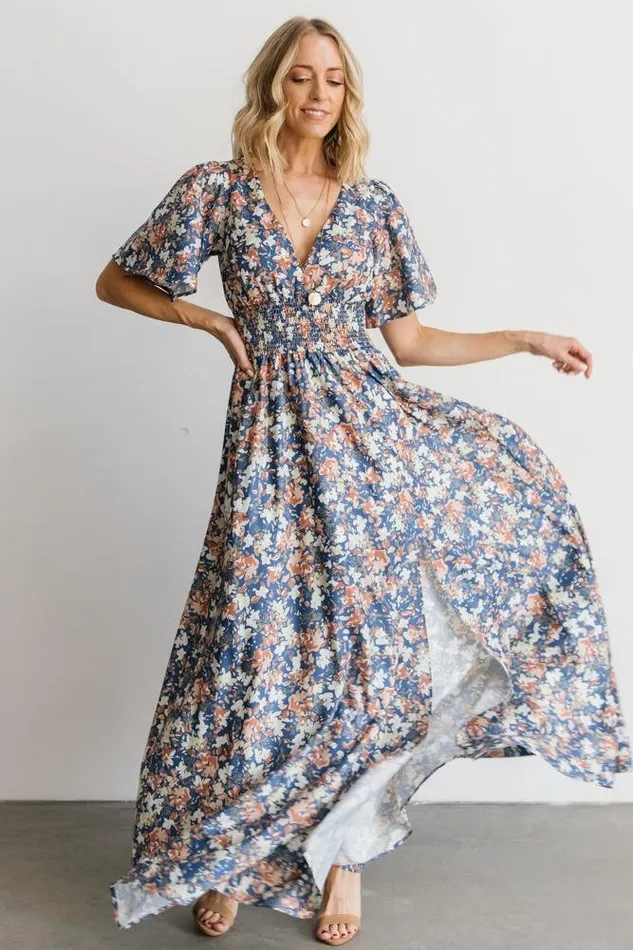 Women Verona Smocked Maxi Dress Blue Floral Baltic Born The Guest Edit Women Verona Smocked Maxi Dress Blue Floral Baltic Born The Guest Edit