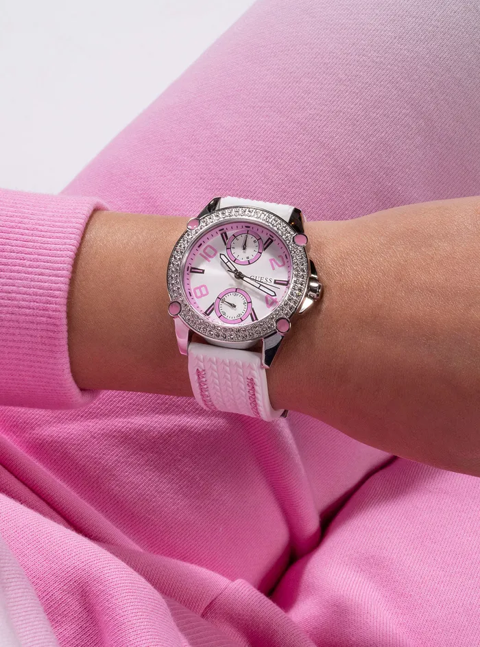 Women Watches GUESS White Pink Sporty Spice Silicone Watch