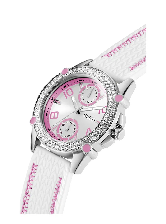 Women Watches GUESS White Pink Sporty Spice Silicone Watch
