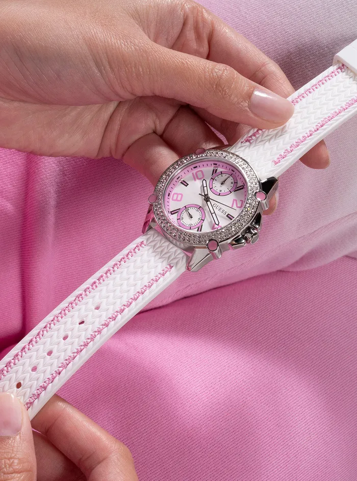 Women Watches GUESS White Pink Sporty Spice Silicone Watch