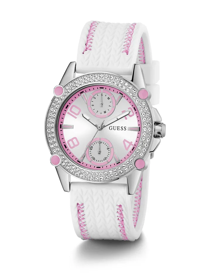 Women Watches GUESS White Pink Sporty Spice Silicone Watch