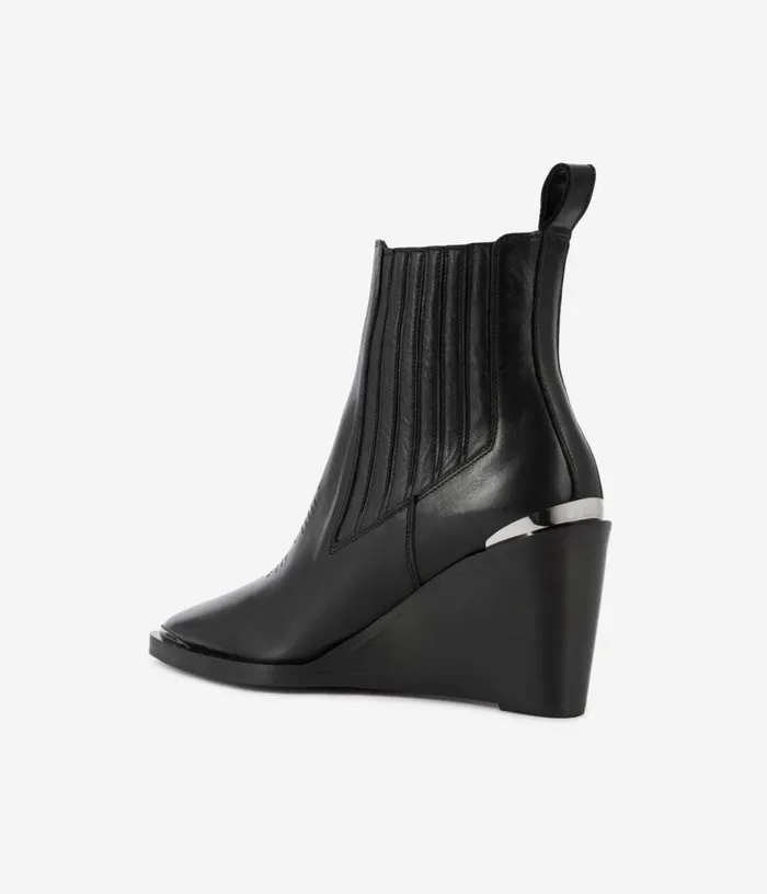 Women Western Ankle Boots In Black Leather THE KOOPLES Shoes