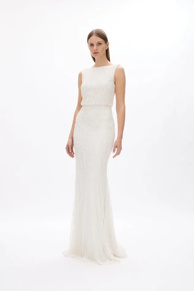 Women White Dresses Rachel Gilbert AVA GOWN