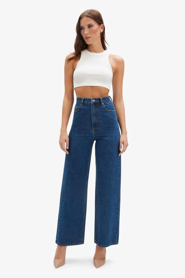 Women Wide Jean Bardot Cindy Wide Full Leg Jeans In Indigo Indigo Women Wide Jean Bardot Cindy Wide Full Leg Jeans In Indigo Indigo