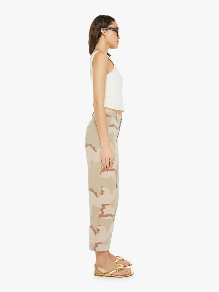 Women Wide Leg Mother Denim Slash Pocket Trousers Dusty Pink