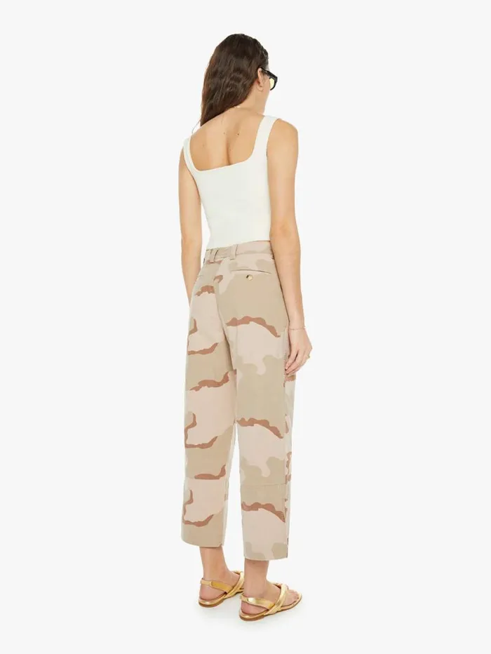Women Wide Leg Mother Denim Slash Pocket Trousers Dusty Pink