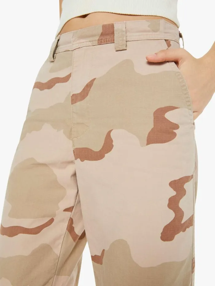 Women Wide Leg Mother Denim Slash Pocket Trousers Dusty Pink