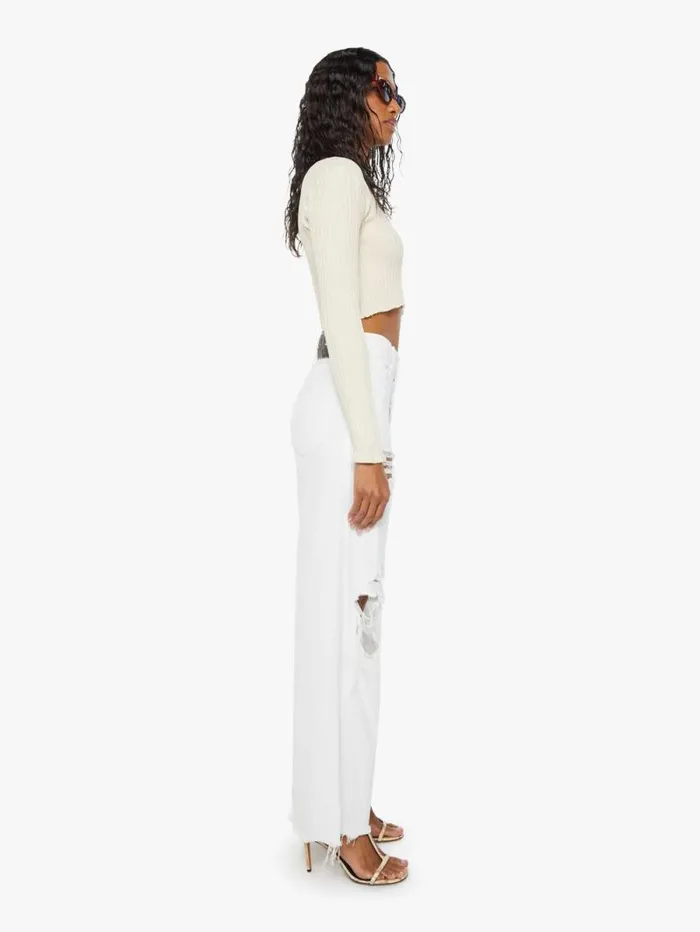 Women Wide Leg Mother Denim SNACKS The Mid Rise Double Dip Nerdy Chew White