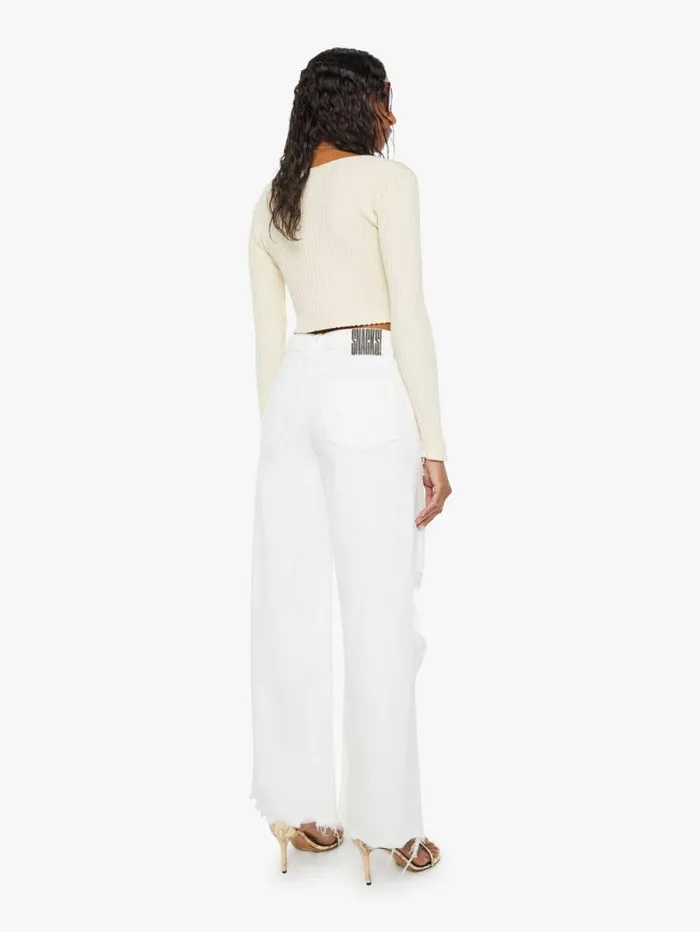 Women Wide Leg Mother Denim SNACKS The Mid Rise Double Dip Nerdy Chew White