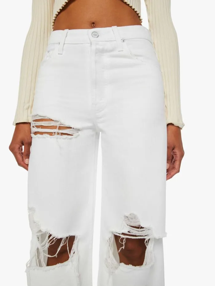 Women Wide Leg Mother Denim SNACKS The Mid Rise Double Dip Nerdy Chew White