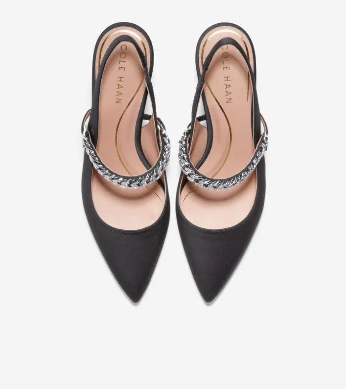 Women Women039s Vandam Jeweled Sling Back Pumps Black Cole Haan Pumps and Wedges