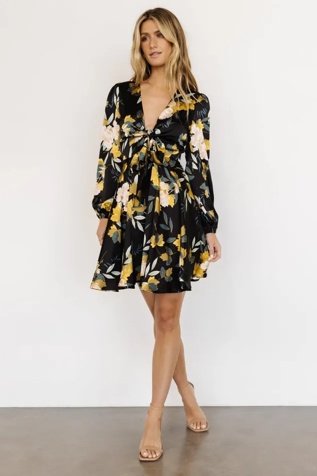 Women Woodbury Satin Mini Dress Black Floral Baltic Born Short Dresses Women Woodbury Satin Mini Dress Black Floral Baltic Born Short Dresses