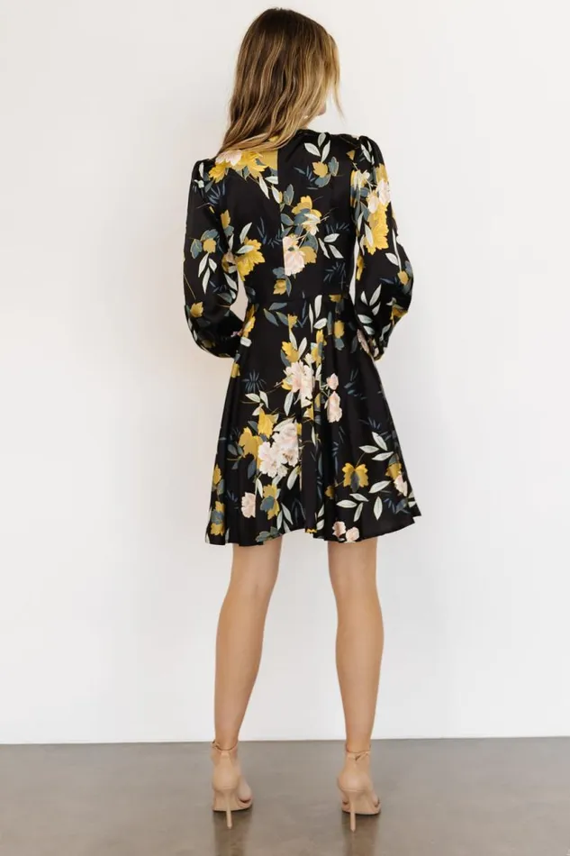 Women Woodbury Satin Mini Dress Black Floral Baltic Born Short Dresses Women Woodbury Satin Mini Dress Black Floral Baltic Born Short Dresses