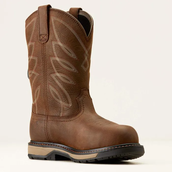 Women Work Boots and Shoes Ariat Riveter PullOn BOA CSA Waterproof Composite Toe Work Boot Dark Brown