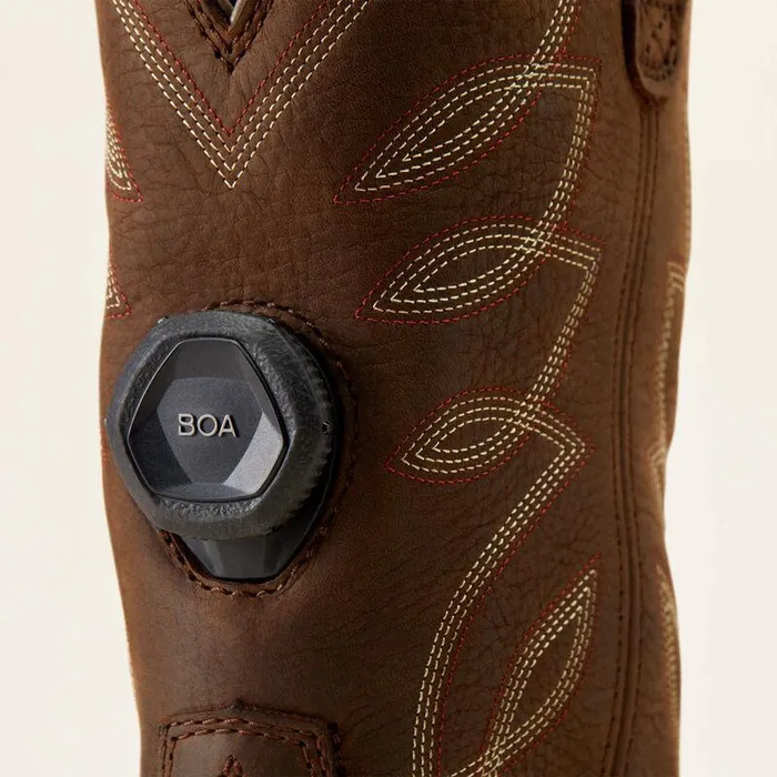 Women Work Boots and Shoes Ariat Riveter PullOn BOA CSA Waterproof Composite Toe Work Boot Dark Brown