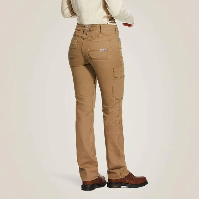 Women Workwear Ariat FR Stretch DuraLight Canvas Stackable Straight Leg Pant Field Khaki Women Workwear Ariat FR Stretch DuraLight Canvas Stackable Straight Leg Pant Field Khaki