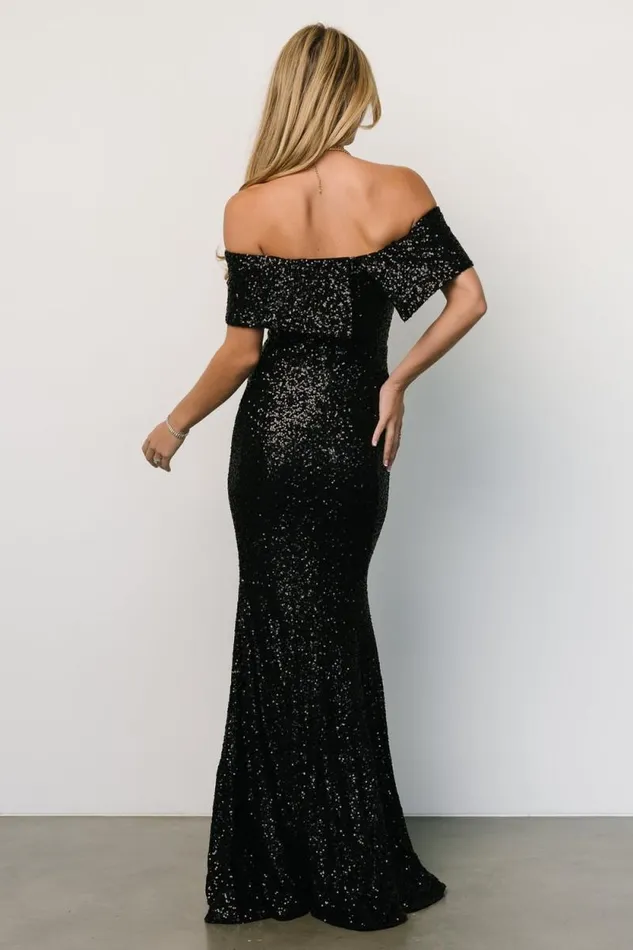 Women Yvonne Off Shoulder Sequin Gown Black Baltic Born Maxi Dresses Women Yvonne Off Shoulder Sequin Gown Black Baltic Born Maxi Dresses
