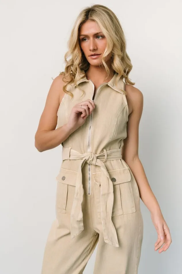 Women Zahara Sleeveless Jumpsuit Sand Baltic Born Jumpsuits and Rompers