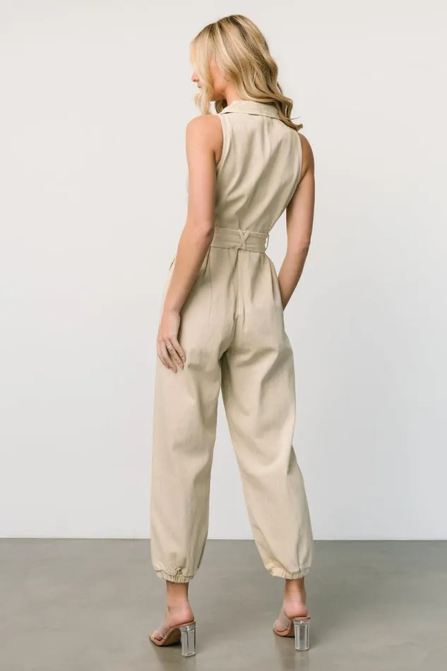 Women Zahara Sleeveless Jumpsuit Sand Baltic Born Jumpsuits and Rompers