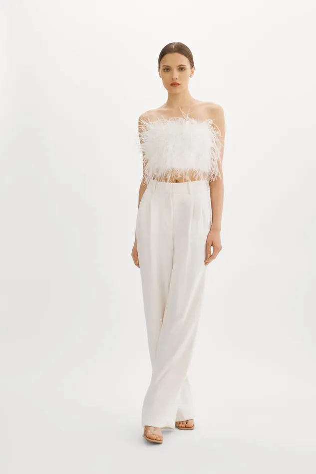 Women ZAINA Feather Bustier White LAMARQUE Tops
