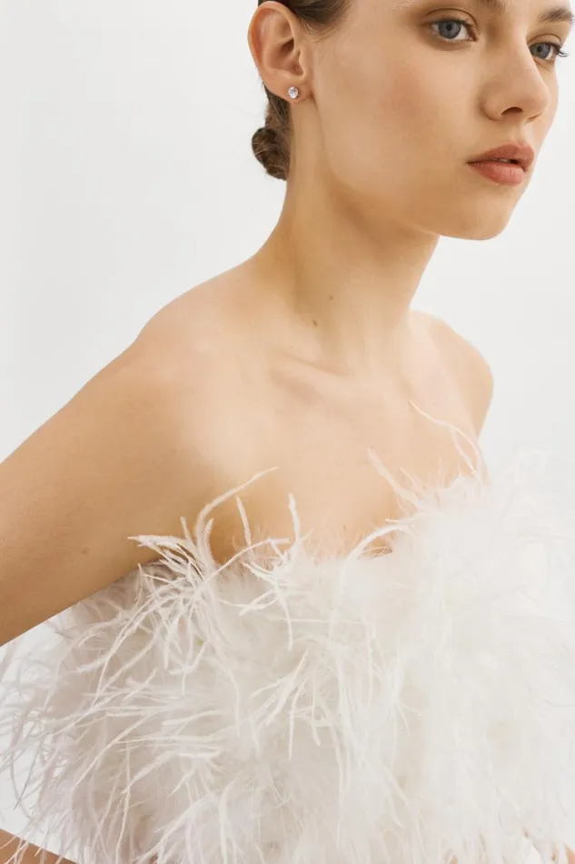 Women ZAINA Feather Bustier White LAMARQUE Tops