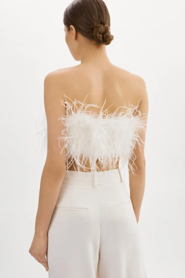 Women ZAINA Feather Bustier White LAMARQUE Tops