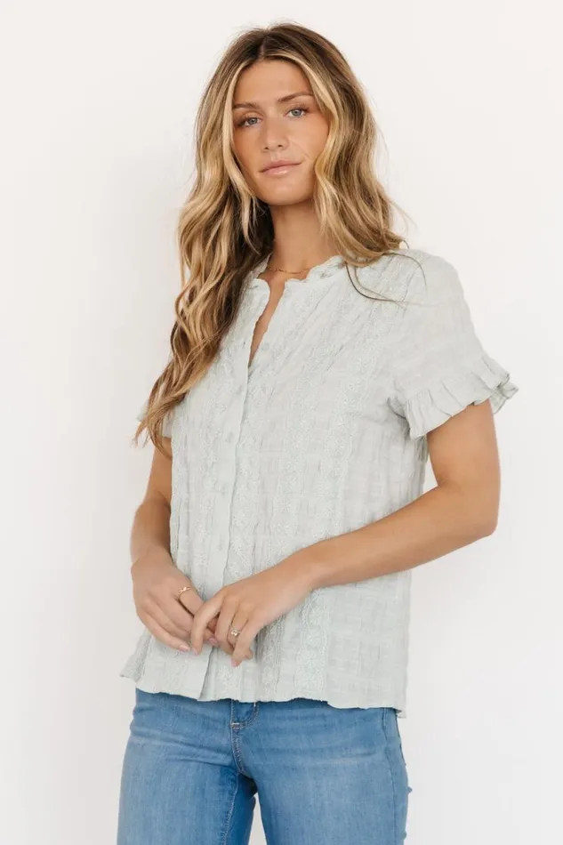 Women Zara Lace Top Sage Baltic Born Blouses and Shirts Women Zara Lace Top Sage Baltic Born Blouses and Shirts