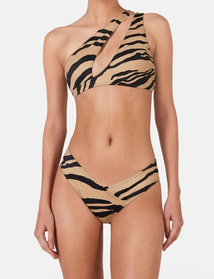 Women Zebra Print Bikini Briefs Camelblack Stella McCartney Swimwear Women Zebra Print Bikini Briefs Camelblack Stella McCartney Swimwear