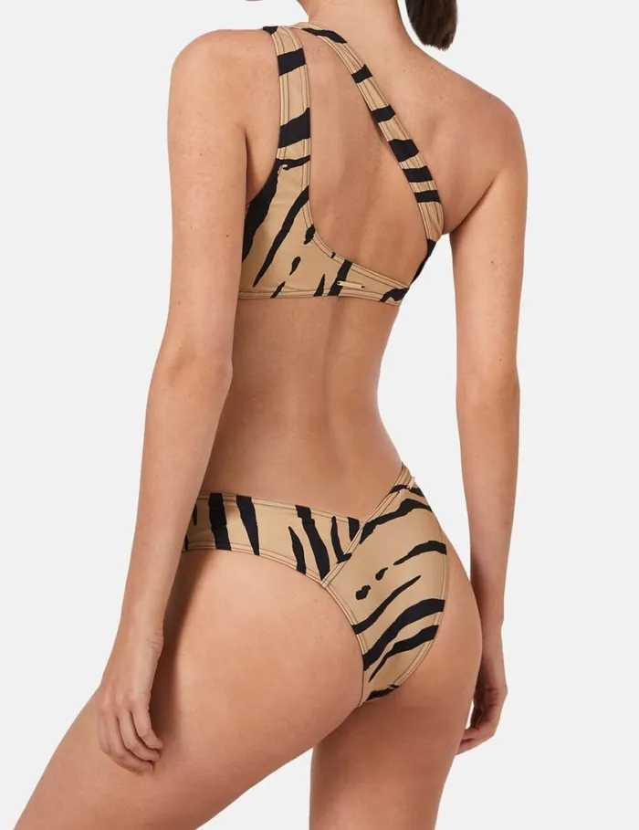 Women Zebra Print CutOut Bikini Top Camelblack Stella McCartney Swimwear Women Zebra Print CutOut Bikini Top Camelblack Stella McCartney Swimwear