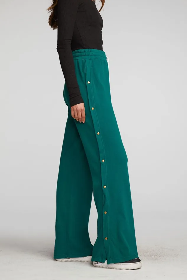 Womens Bottoms Chaser Brand Cotton Fleece Wide Leg Joggers With Button Sideseam