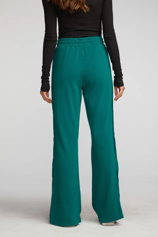 Womens Bottoms Chaser Brand Cotton Fleece Wide Leg Joggers With Button Sideseam